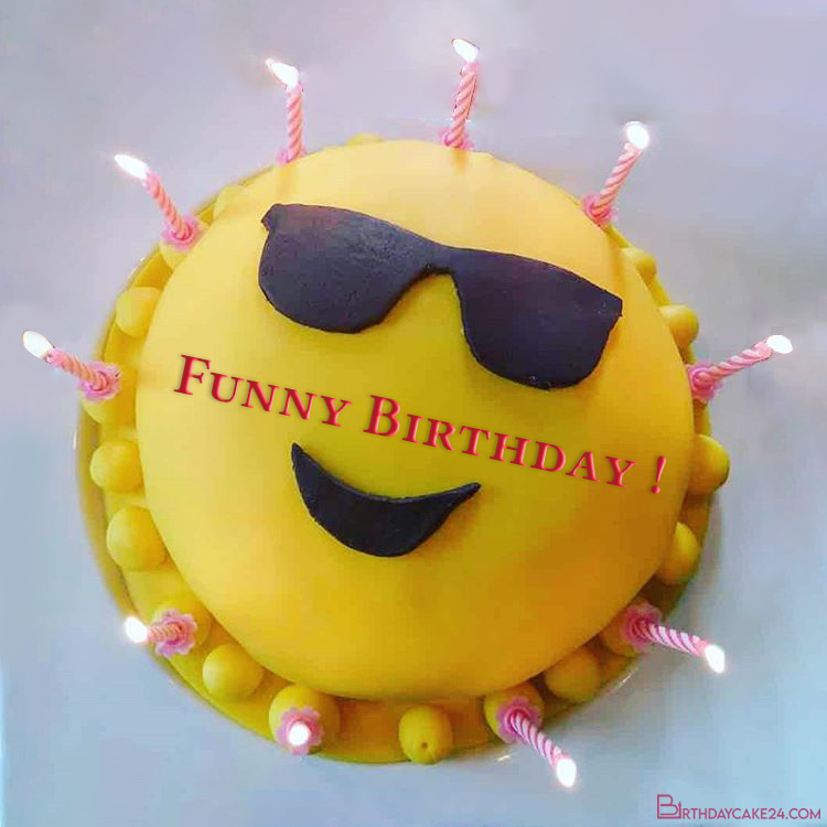 Write Name Wishes on Funny Birthday Cake Images