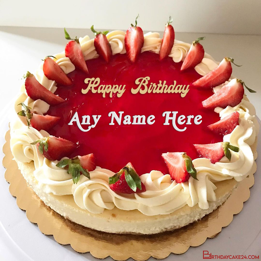Strawberry Cake For Birthday With Name