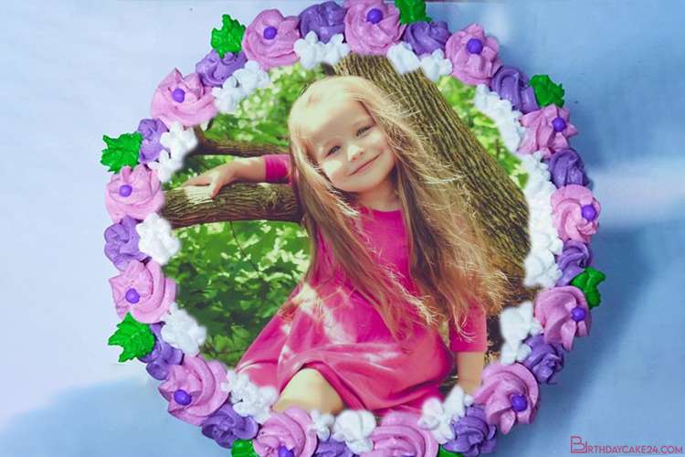 Lovely Flowers Cream Cake With Photo Editing