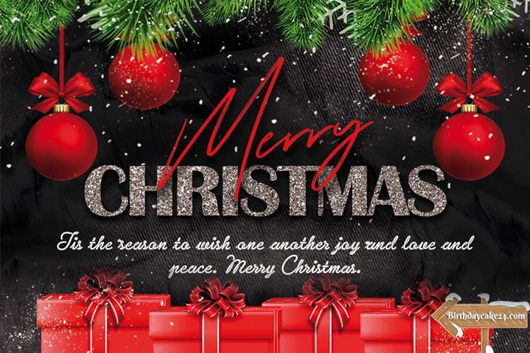 Gift Box Merry Christmas Wishes Card Online Free