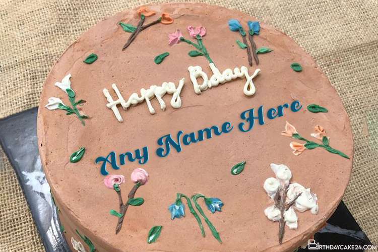 Yummy Flower Birthday Cake With Name Generator