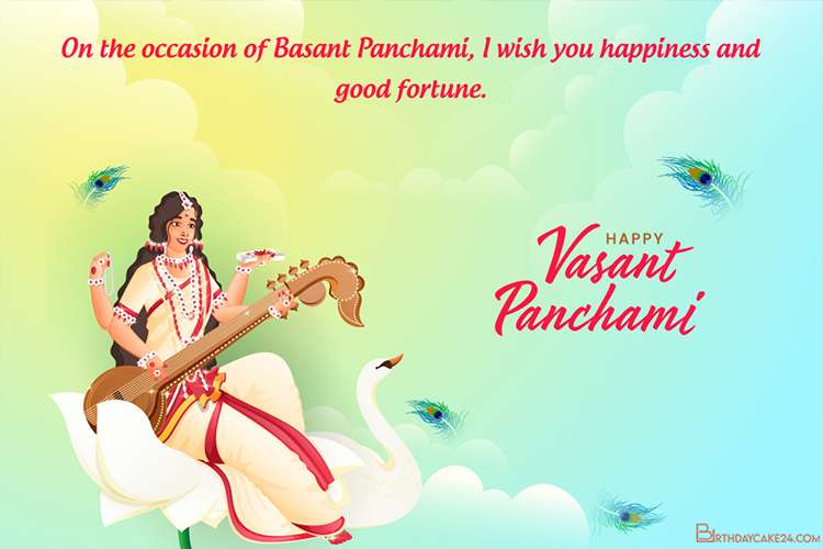 Write Name Wishes On Vasant Panchami Greeting Cards Online