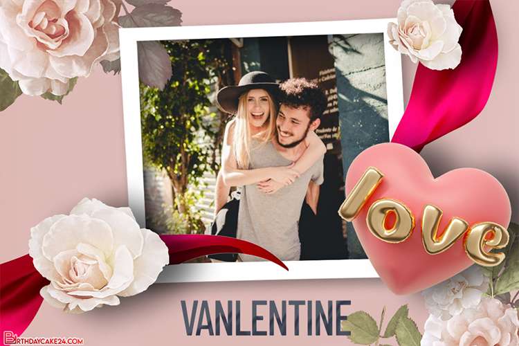 Valentine's Day Greeting Card With Photo Frames