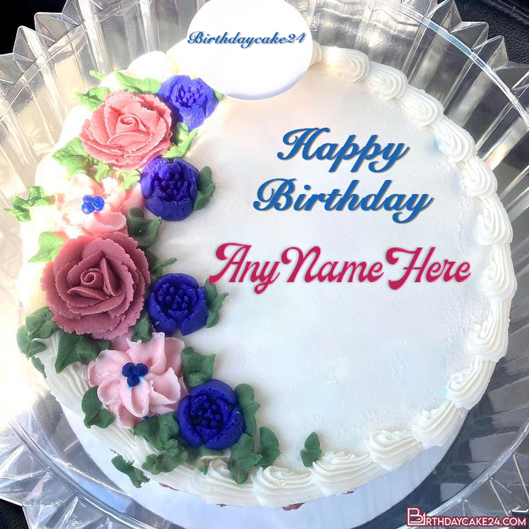 Name On Cake: Lovely Flowers Birthday Cake With Name Online