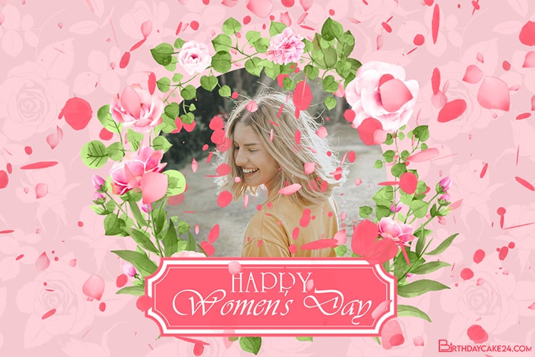 Create March 8 Greeting Video On Rose Background With Your Photo