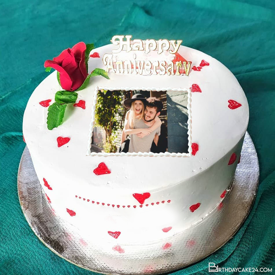 Happy Rose Anniversary Cake With Photo Editing