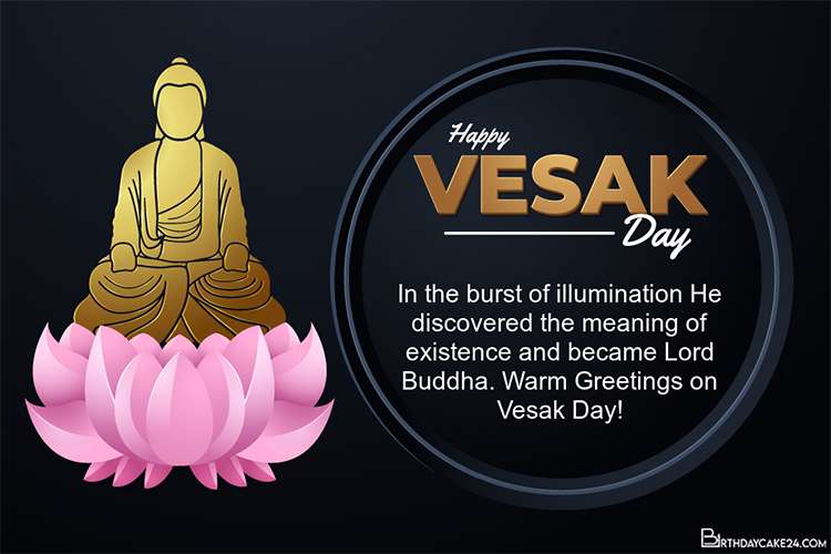 Vesak Day Cards With Buddha Modern Black Background
