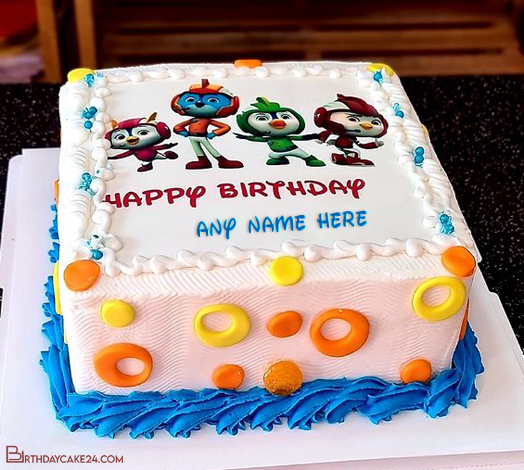Colorful Animated Birthday Cake For Kids With Name Editor