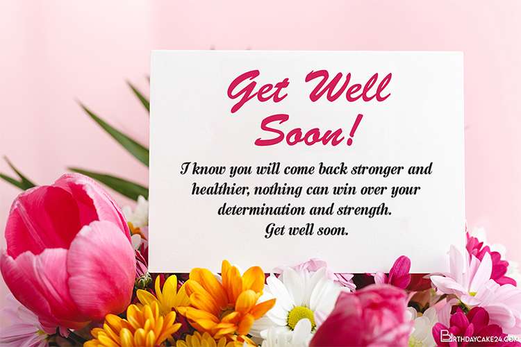 Custom Fresh Flower Get Well Soon Card For Friends And Loved Ones