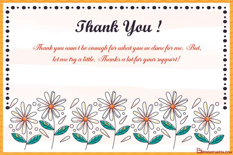 Beautiful Thank You Card With Hand Drawn Flowers