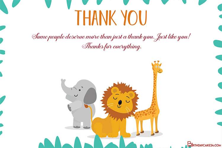 Funny Animal Thank You Cards Online Editing