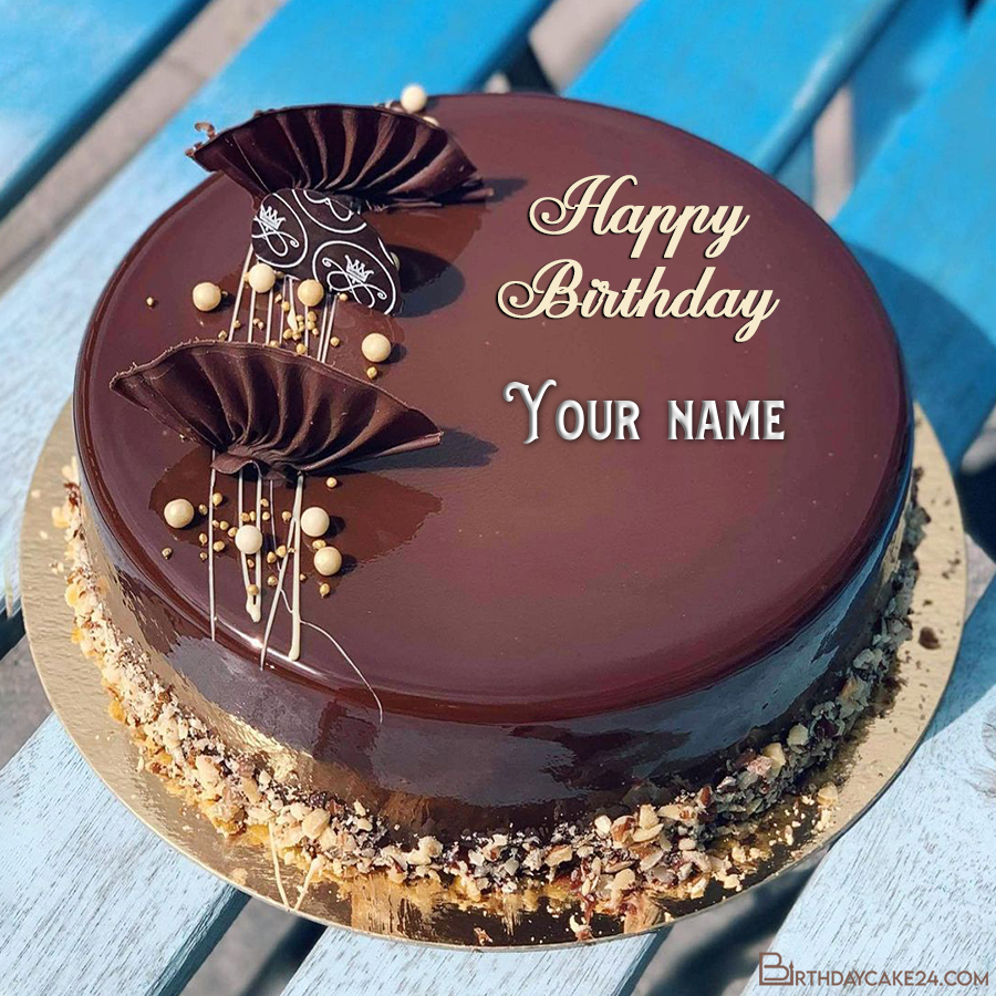 Customize Happy Chocolate Birthday Cake With Name