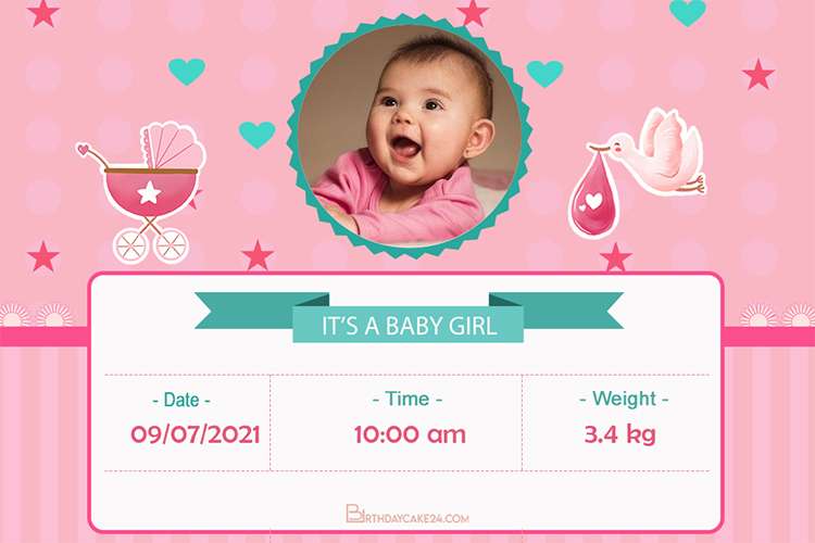 It's a Girl Announcement Cards Template