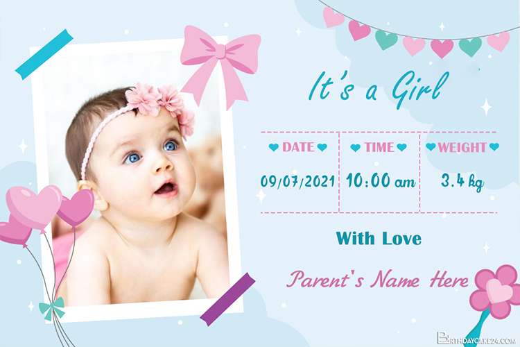 New Baby Girl Birth Announcement Cards Free