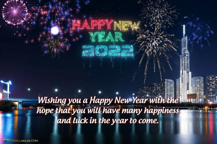 New Year 2022 Video Card With Colorful Fireworks Background