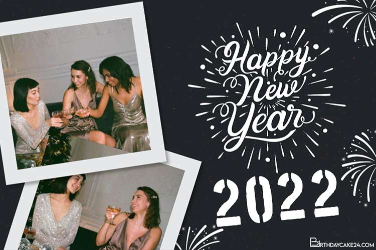 New Year 2022 Greetings With Double Photo Frames