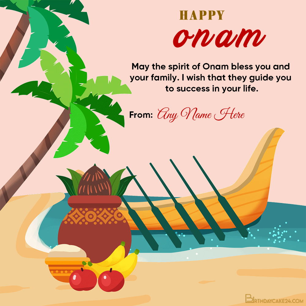 Happy Onam Wishes Card With Name Edit