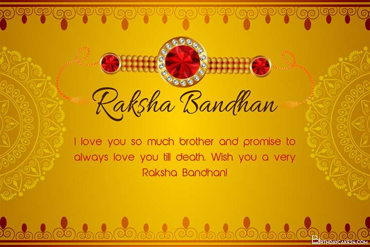 Golden Happy Raksha Bandhan Cards With Name Wishes