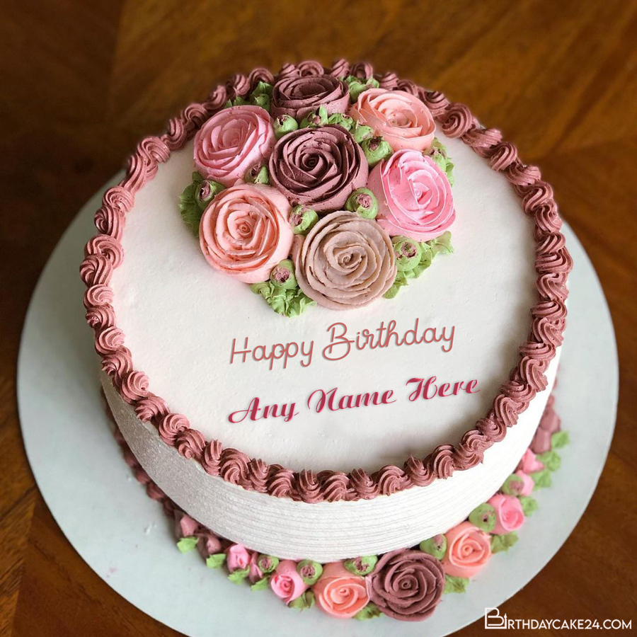 Happy Birthday To Sister With Name On Rose Birthday Cake