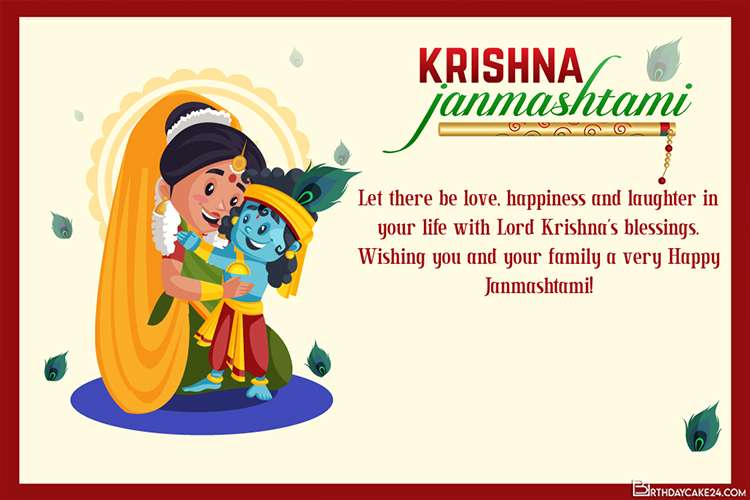 Indian Festival Krishna Janmashtami Greeting Cards