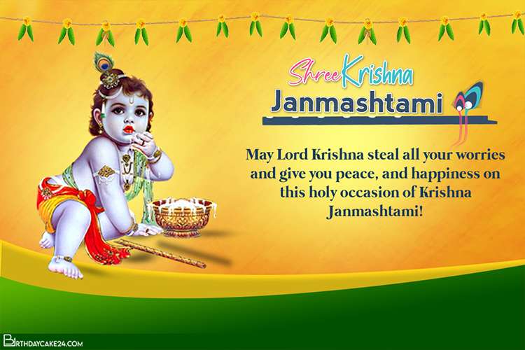 Customize Krishna Janmashtami 2023 Greeting Cards