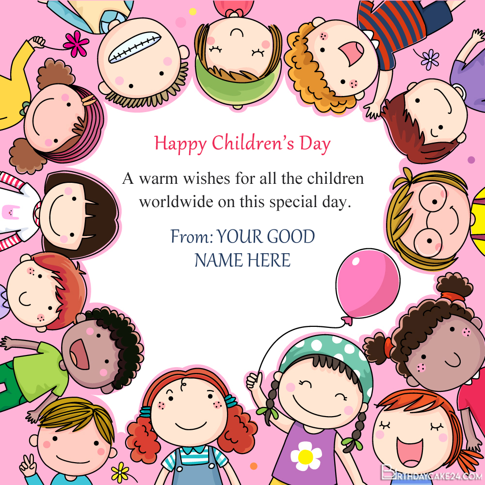 Happy Children's Day Wishes Card With Name Edit