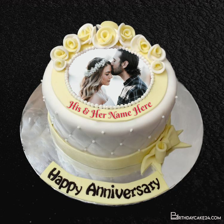 Happy Anniversary Love Couple Wedding Cake  Happy anniversary cakes Happy  marriage anniversary cake Cake name