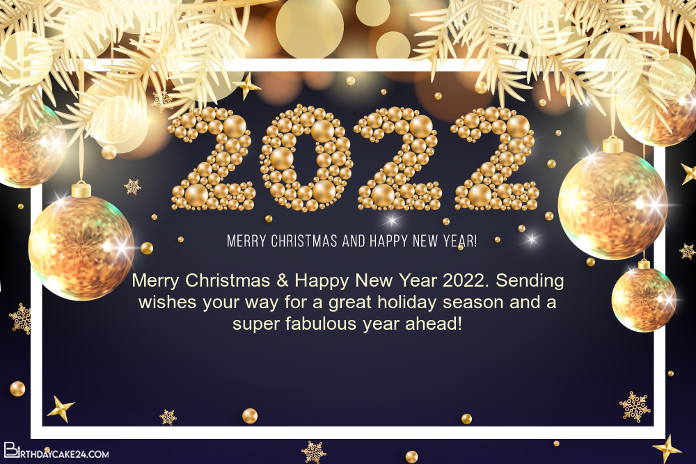 Is Merry Christmas 2022 Shiny Gold Merry Christmas And Happy New Year 2022 Greeting Cards