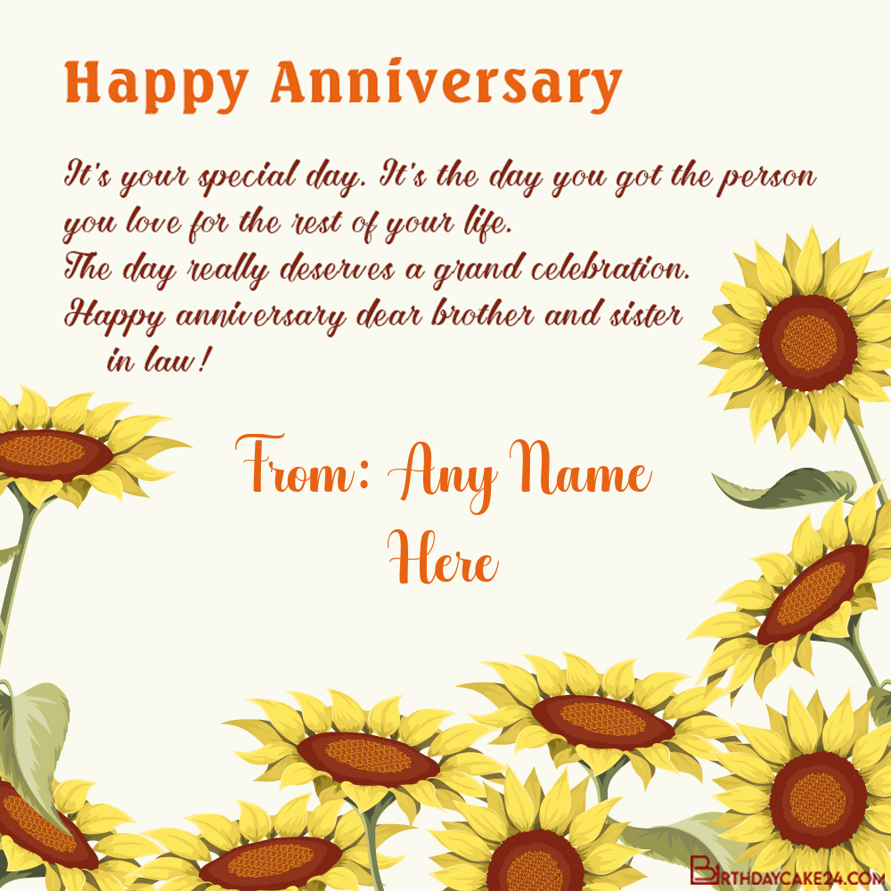 Sunflowers Wedding Anniversary Wishes For Brother And Sister In Law