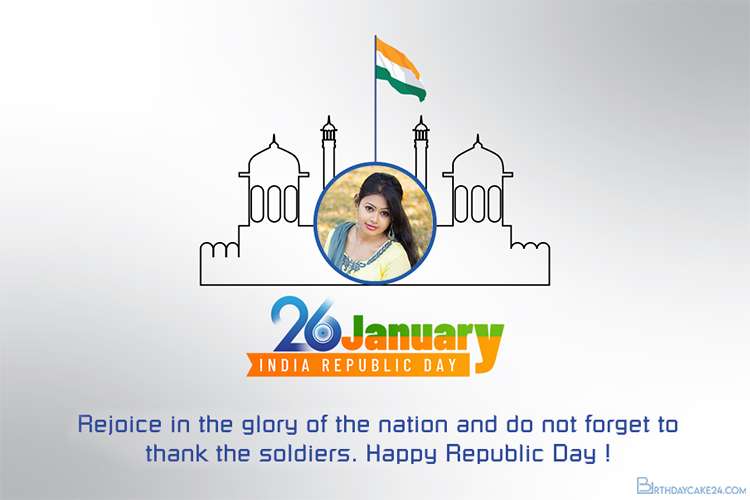 Happy Indian Republic Day Card With Photo Frames