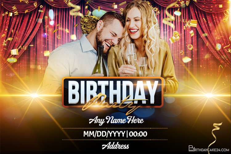 Luxury Birthday Party Invitation Card With Photo Removed Background