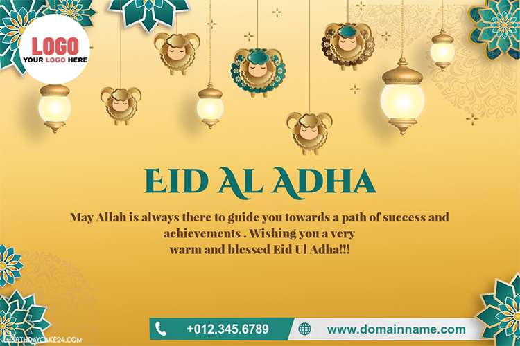 Eid ul-Adha Mubarak Greeting Cards With Company Logo