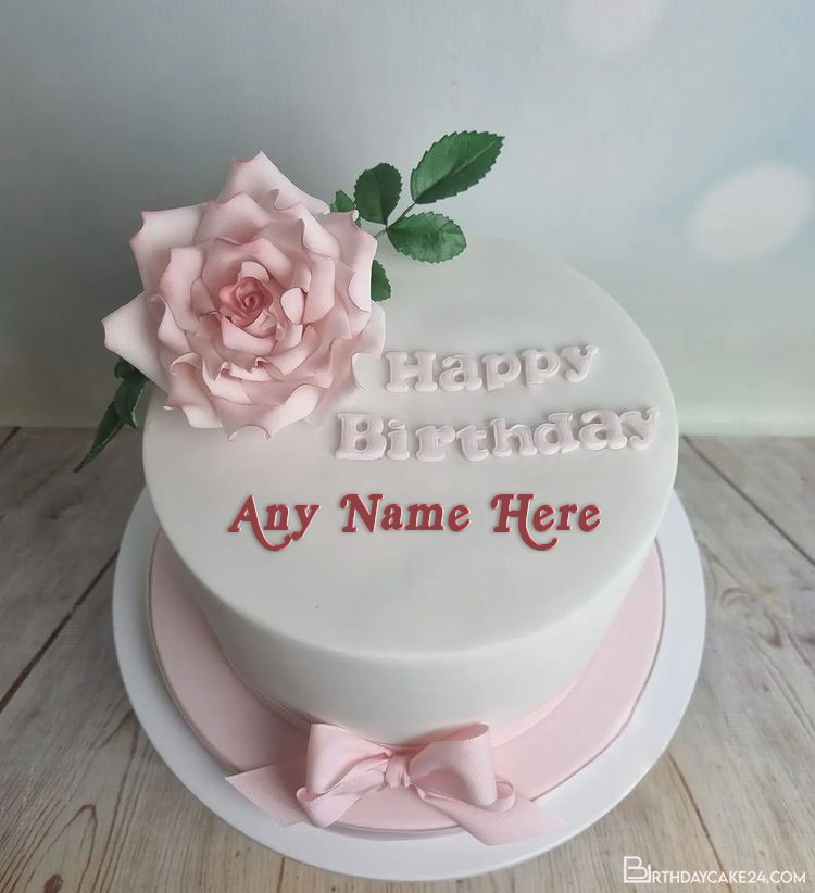 Red Flower Birthday Wishes Images With Name On Cake For Facebook