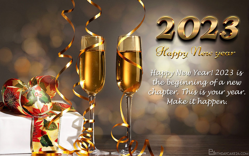 2023 Champagne New Year Card Maker Online 440e4 