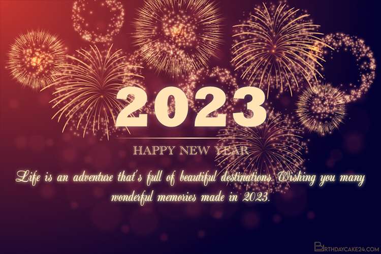 Sparkling Fireworks New Year Greeting Card 2023