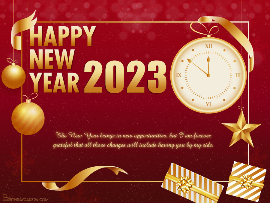 Happy New Year 2023 With Clock Greeting Cards Online 9144