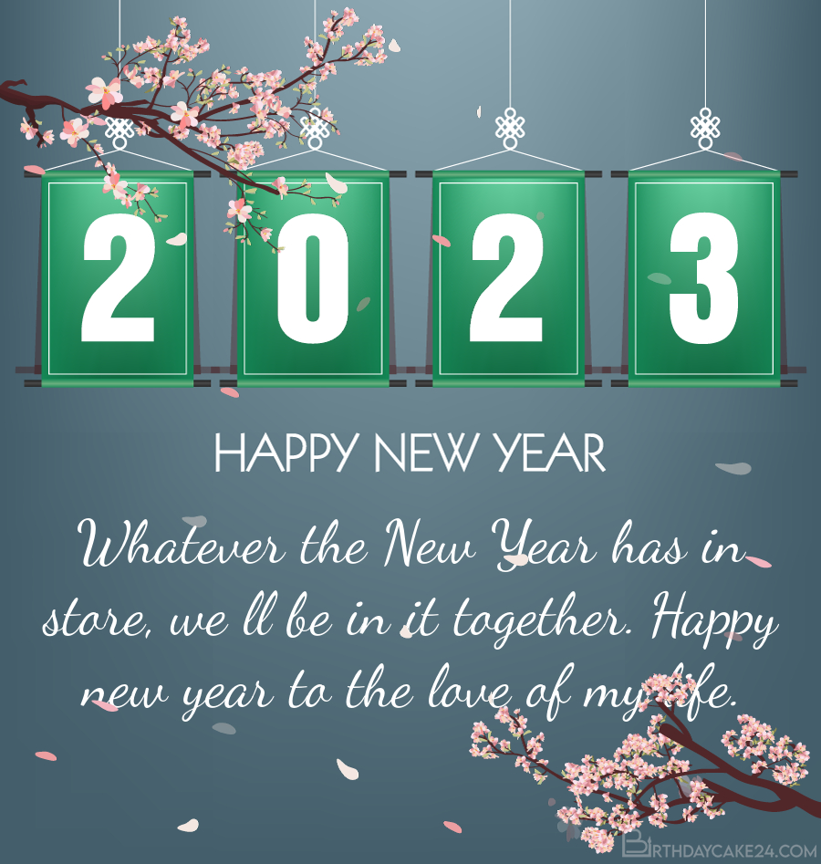 Peach Blossom New Year 2023 Greeting Card Name Wishes 9265c 