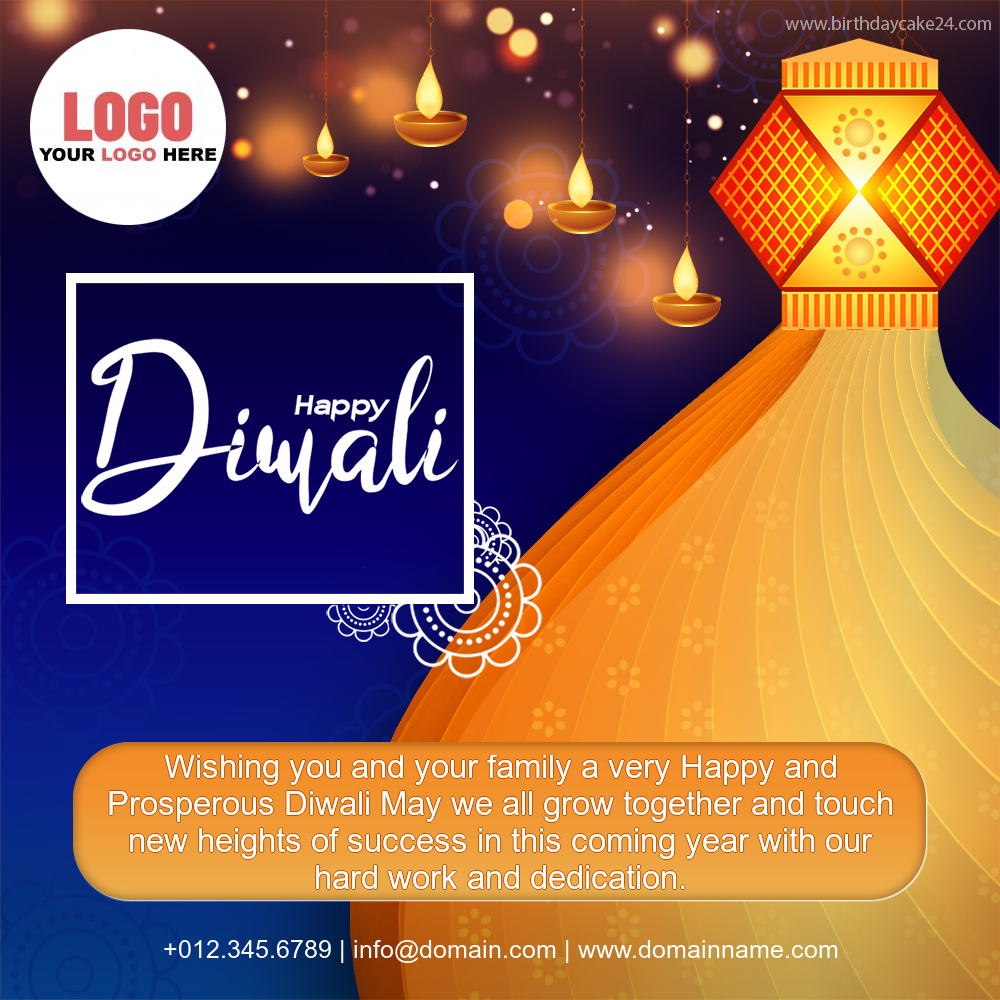 Diwali Greeting Card for Company With Diya Lights