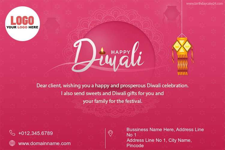 Happy Diwali Decoration Card With Company Logo
