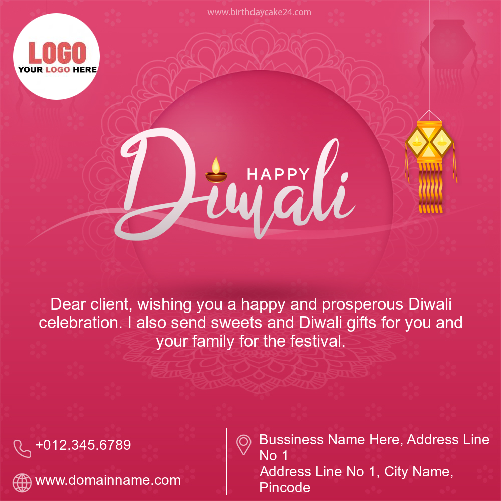 Happy Diwali Decoration Card With Company Logo