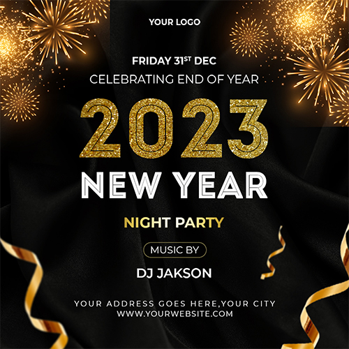 Happy New Year 2023 Party Invitations Cards