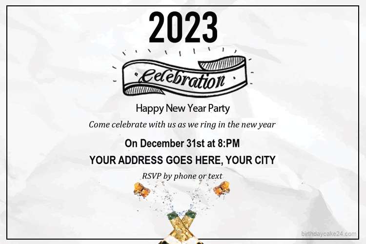 Happy New Year 2023 Party Invitation Card Maker Online
