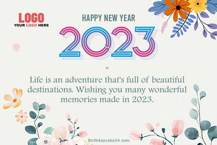 Design Happy New Year 2023 Greetings Image With Logo