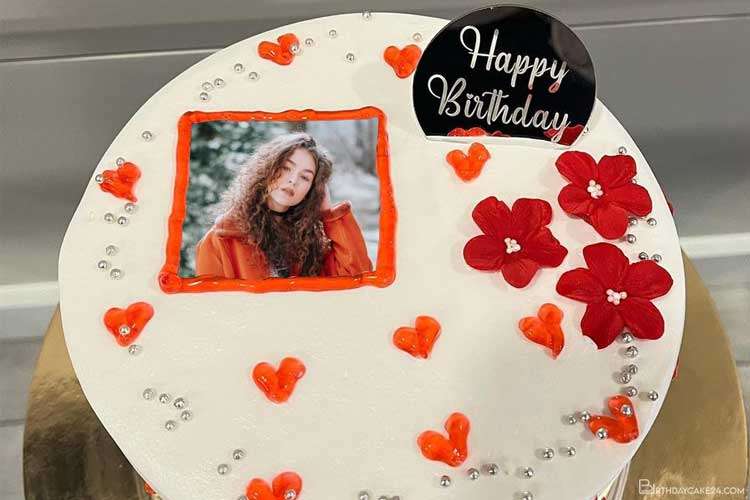 Orange Heart Birthday Cake Images With Photo