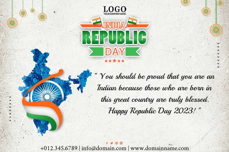 Indian Republic Day Greeting Card Maker With Custom Logo