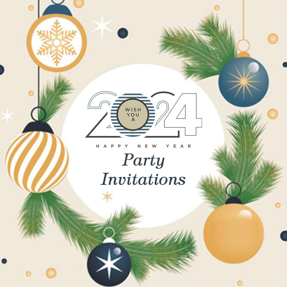 Happy New Year 2024 Party Invitations Cards