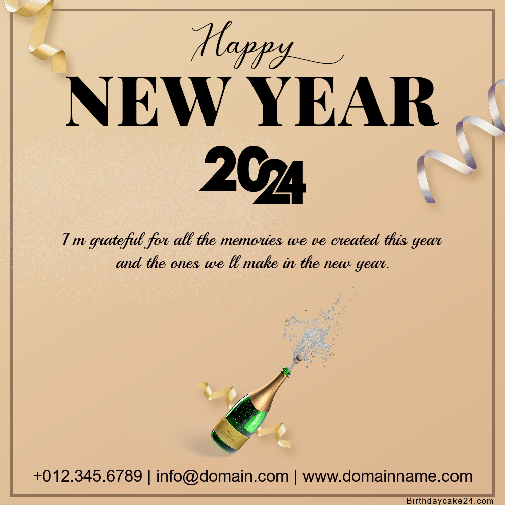 Business Greetings Card For New Year 2024   2024 New Year Card For Company With Champagne A1370 