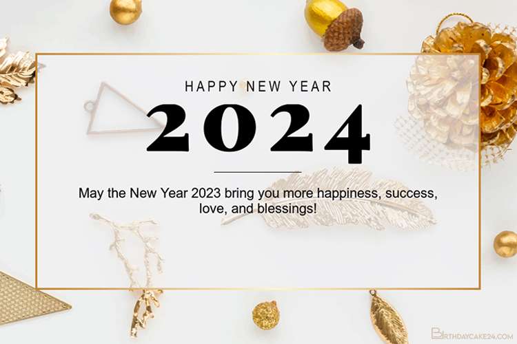 Luxury Gold And White Happy New Year 2024 Greetings