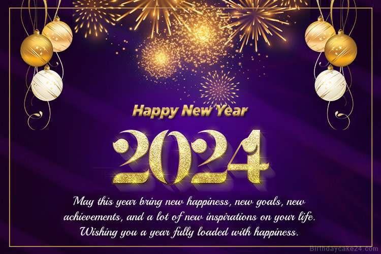Happy New Year 2024 Wishes Card Maker With Fireworks Images and
