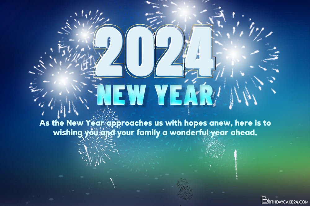 Happy New Year 2024 Wishes Card With Fireworks 7466f 